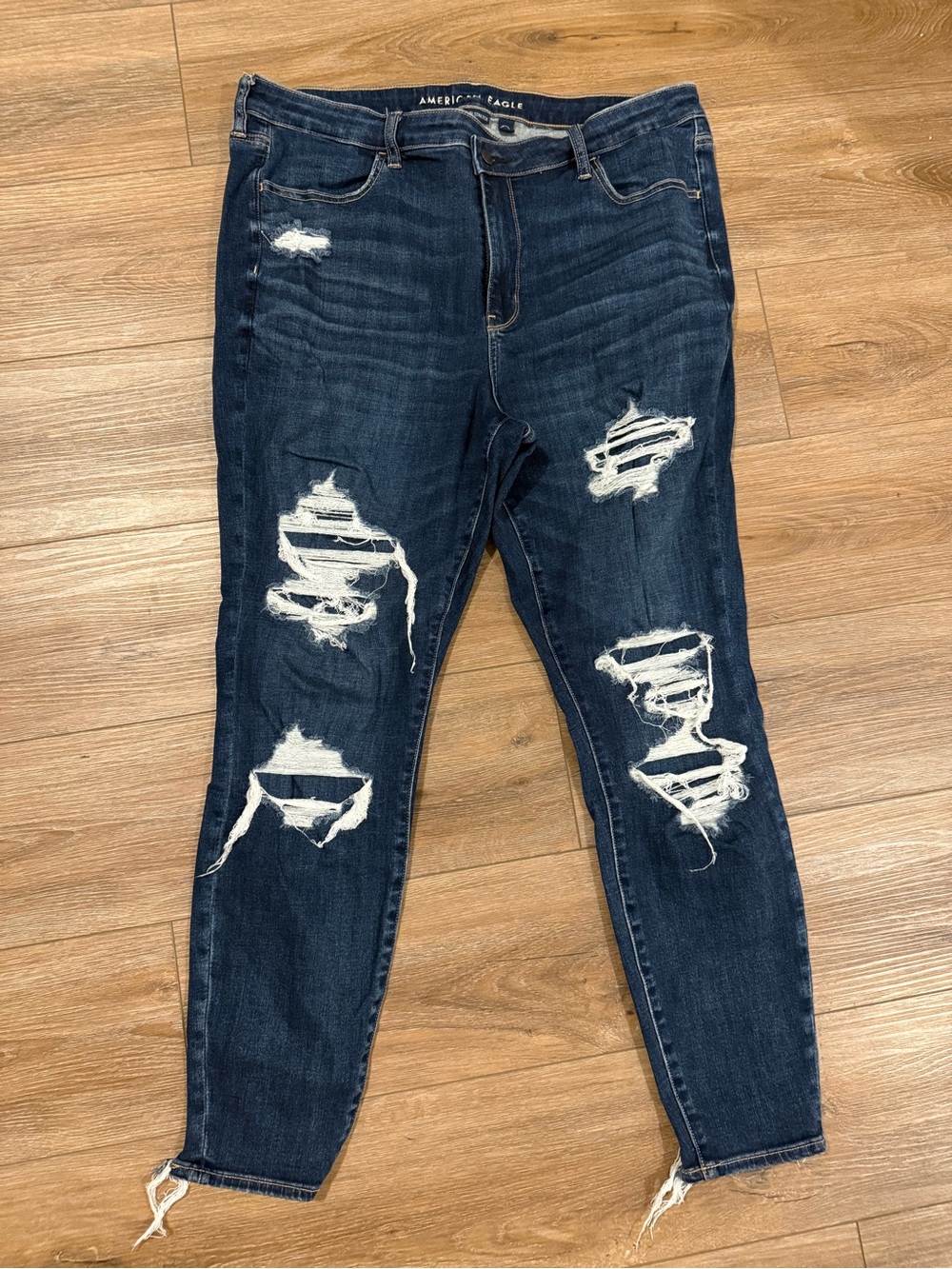 American Eagle Outfitters Dark Blue Ripped Skinny Jeans